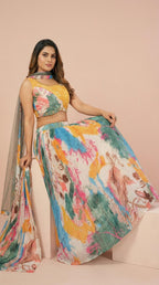 Abstract Art Multi Color Lehenga Choli Set