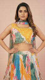 Abstract Art Multi Color Lehenga Choli Set