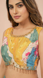 Abstract Art Multi Color Lehenga Choli Set