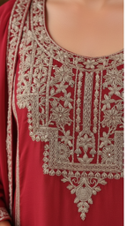 Red Vichitra Silk 3-Piece Plazo Set – Women’s Wedding & Party Wear