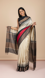 Bhagalpuri Tussar Silk Saree with Hand-Painted Paisley Pallu