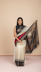 Bhagalpuri Tussar Silk Saree with Hand-Painted Paisley Pallu