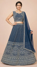 Navy Heritage Embroidered Lehenga Choli Set
