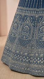 Navy Heritage Embroidered Lehenga Choli Set