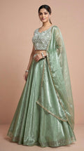 Pistachio Jimmy Choo Pearl Embroidered Lehenga Choli Set