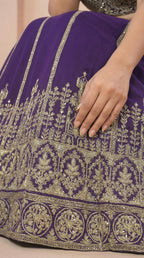 Royal Purple Georgette Embroidered Lehenga Choli Set