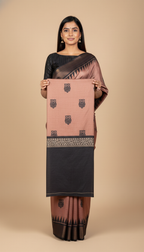 Bhagalpuri Tussar Silk Saree with Owl Motifs and Temple Border