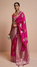 Rani Pink Korsa Georgette Khaddi Saree