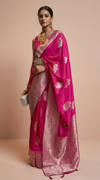 Rani Pink Korsa Georgette Khaddi Saree