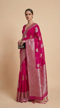 Radiant Magenta Korsa Georgette Khaddi Saree