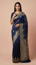Navy Blue Silk Saree for Festive & Wedding Wear