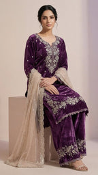 Depp purple Jimmy Choo Embroidered Readymade Suit Set