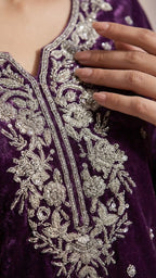 Depp purple Jimmy Choo Embroidered Readymade Suit Set