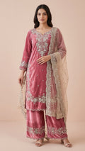 Rose Pink Jimmy Choo Embroidered Readymade Suit Set