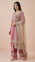 Rose Pink Jimmy Choo Embroidered Readymade Suit Set