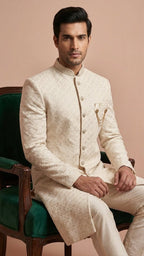 Cream Embroidered Designer Men’s Sherwani