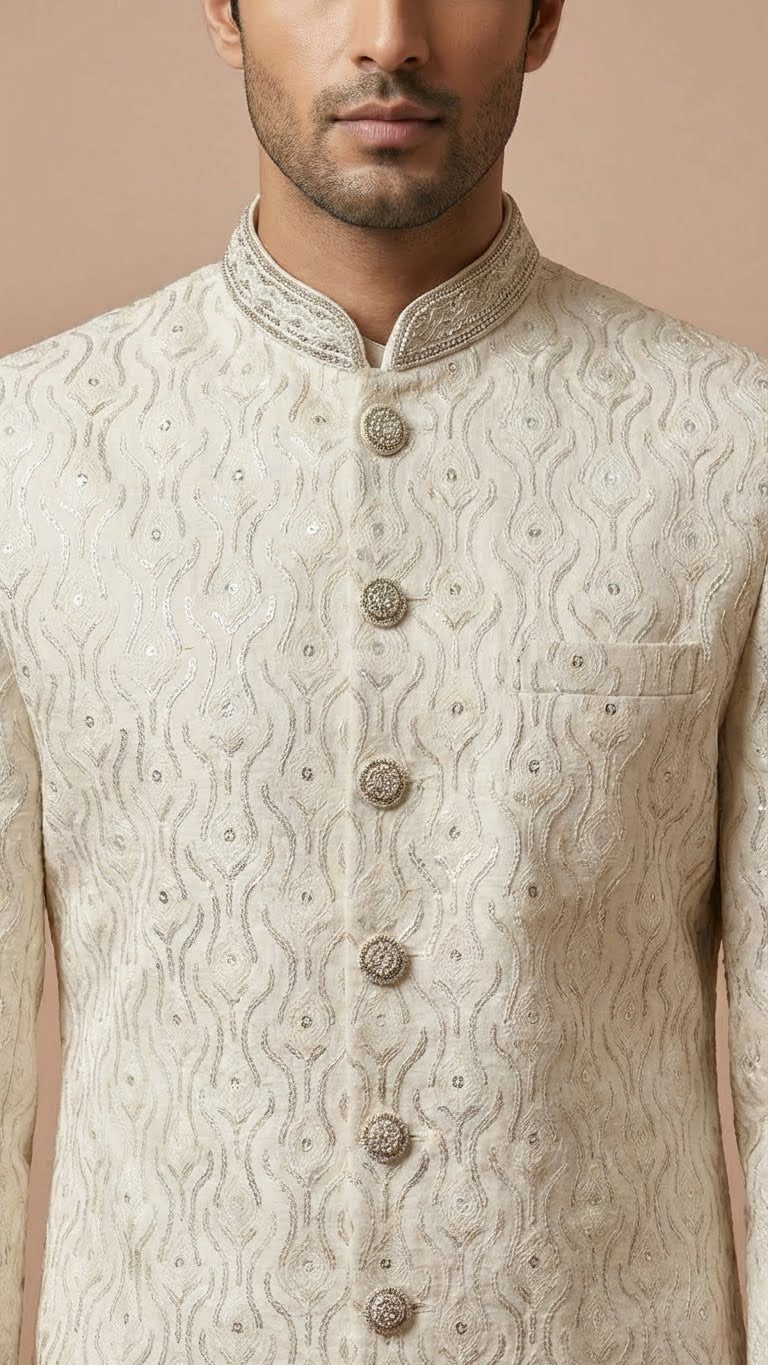 Ivory Embroidered Premium Men’s Sherwani