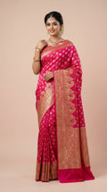 Rani Pink Silk Saree with Antique Gold Zari Weaving