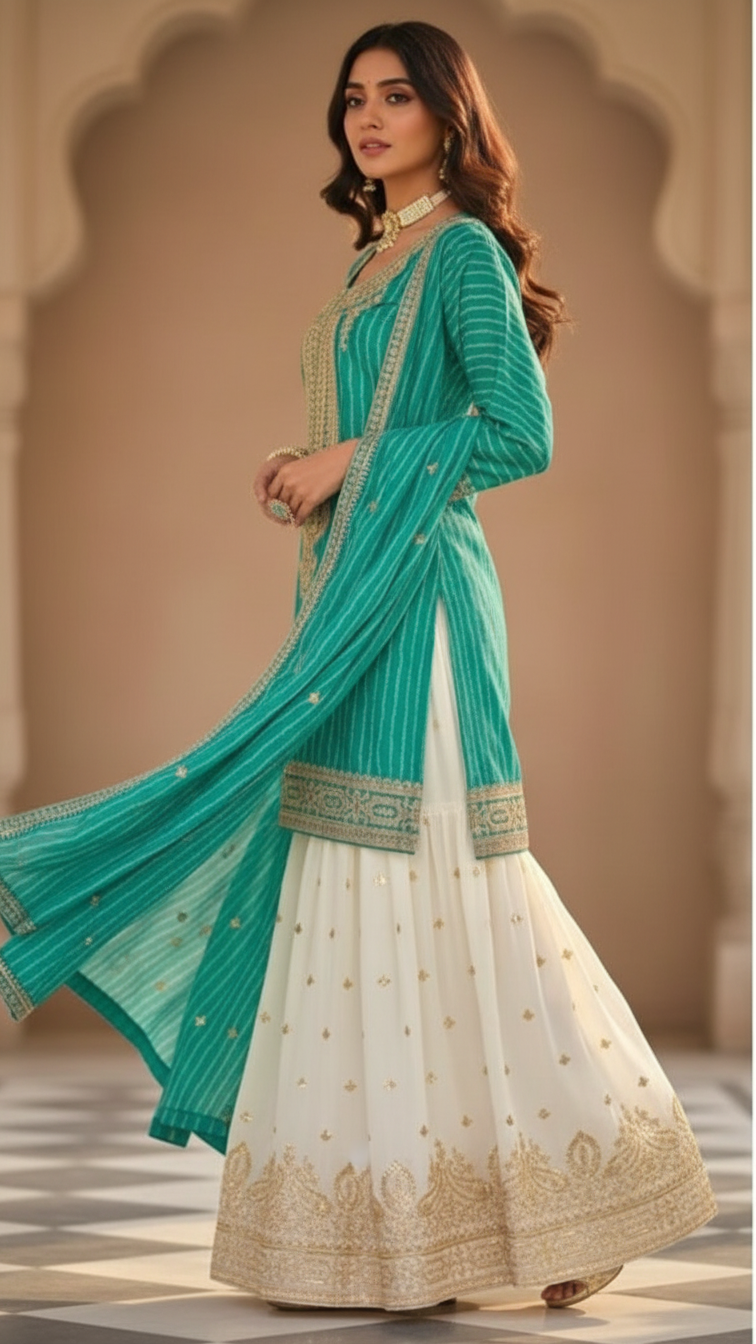 Rama Green 3-Piece Plazo Set – Women’s Festive & Party Wear