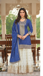Royal Blue 3-Piece Plazo Set – Women’s Festive & Party Wear
