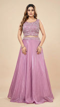 Lavender Jimmy Choo Shimmer Lehenga Crop Top Set