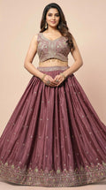 Deep Wine Floral Embroidered Lehenga Choli Set