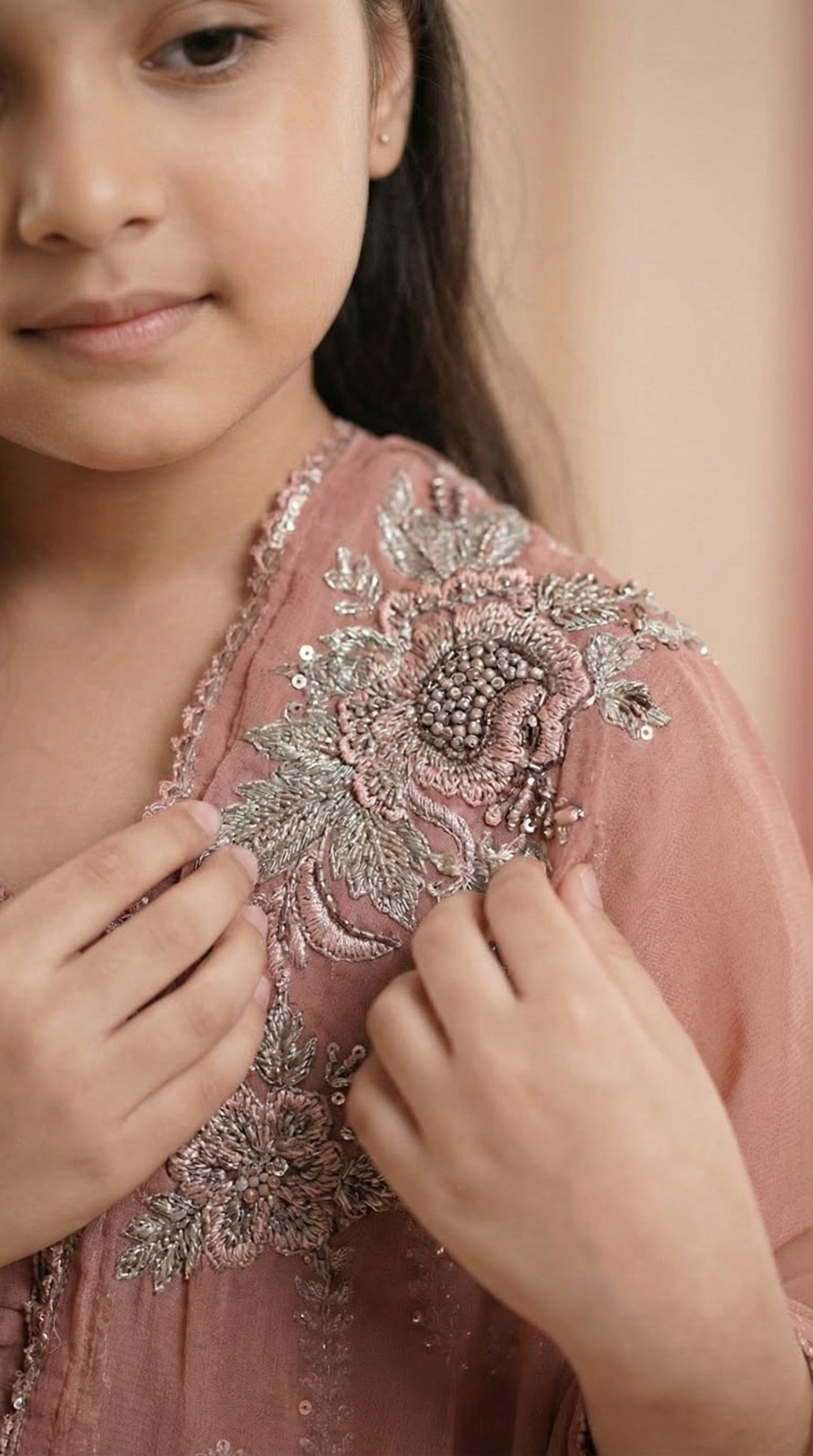 Kids Girls Embroidered Georgette Dress | Festive & Party Wear